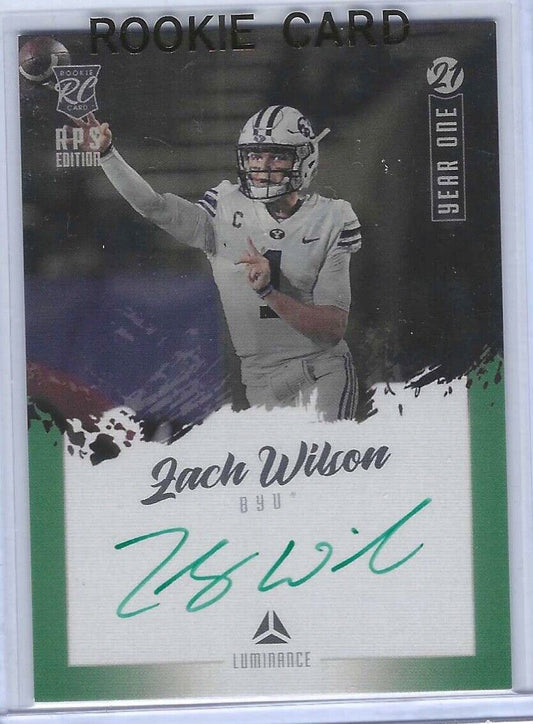 ZACH WILSON 2021 PANINI LUMINANCE YEAR ONE GREEN INK ROOKIE AUTO RC #YS-ZW