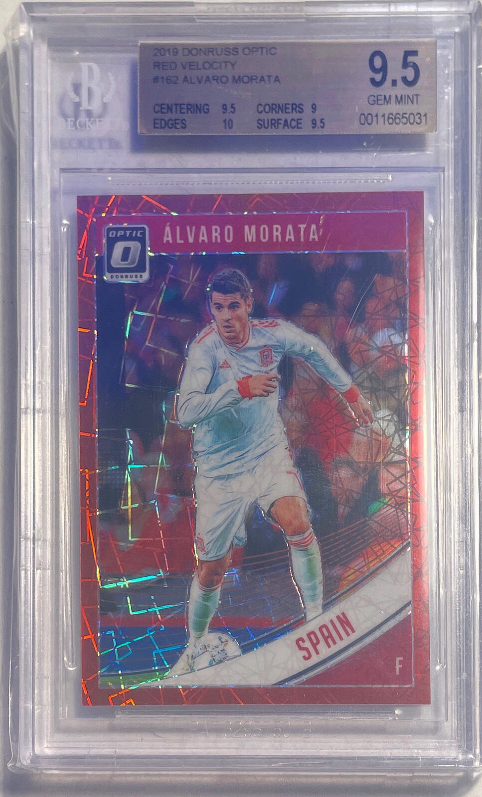 ALVARO MORATA 2019-20 DONRUSS OPTIC RED VELOCITY HOLO #D 28/50 BGS 9.5 POP 1/1