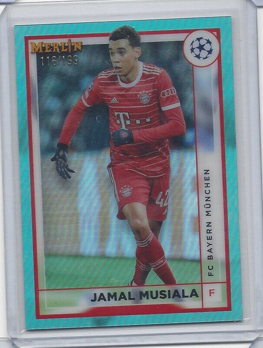 JAMAL MUSIALA 2022-23 TOPPS MERLIN CHROME AQUA REFRACTOR #D 116/199
