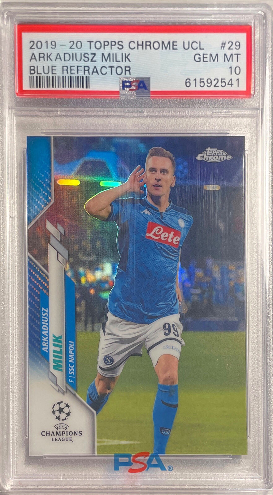 ARKADIUSZ MILIK 2019-20 TOPPS CHROME UCL BLUE REFRACTOR #D 23/150 PSA 10 POP 1/1