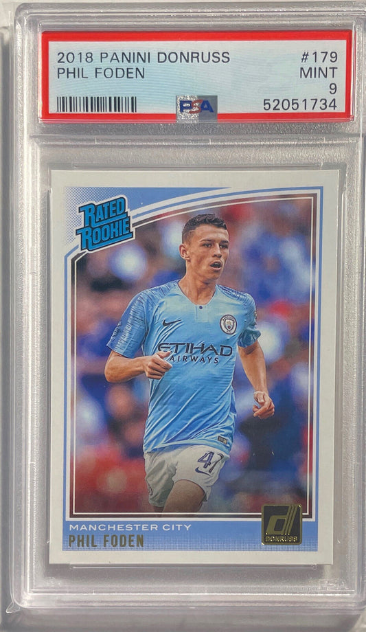 PHIL FODEN 2018 PANINI DONRUSS RATED ROOKIE RC #179 PSA 9 MINT