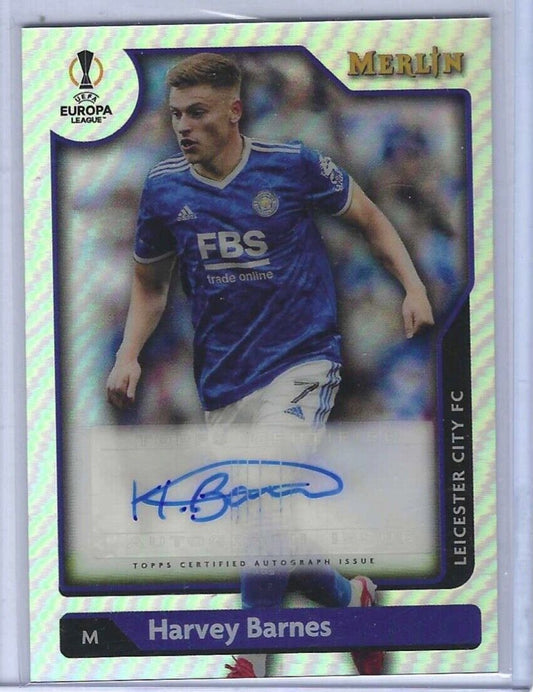 HARVEY BARNES 2021-22 TOPPS MERLIN CHROME SILVER REFRACTOR AUTO #A-HB