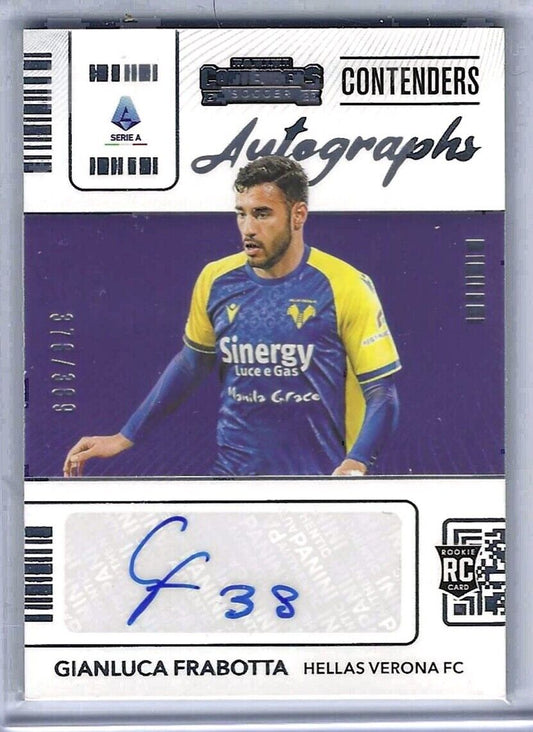 GIANLUCA FRABOTTA 2021-22 PANINI CHRONICLES CONTENDERS ROOKIE AUTO RC #D 378/389