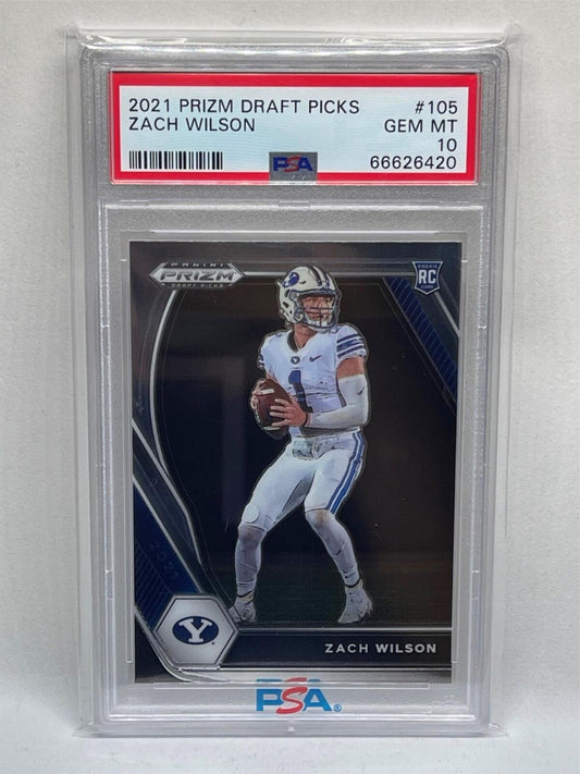 ZACH WILSON 2021 PANINI PRIZM DRAFT PICKS ROOKIE RC #105 PSA 10 GEM MINT