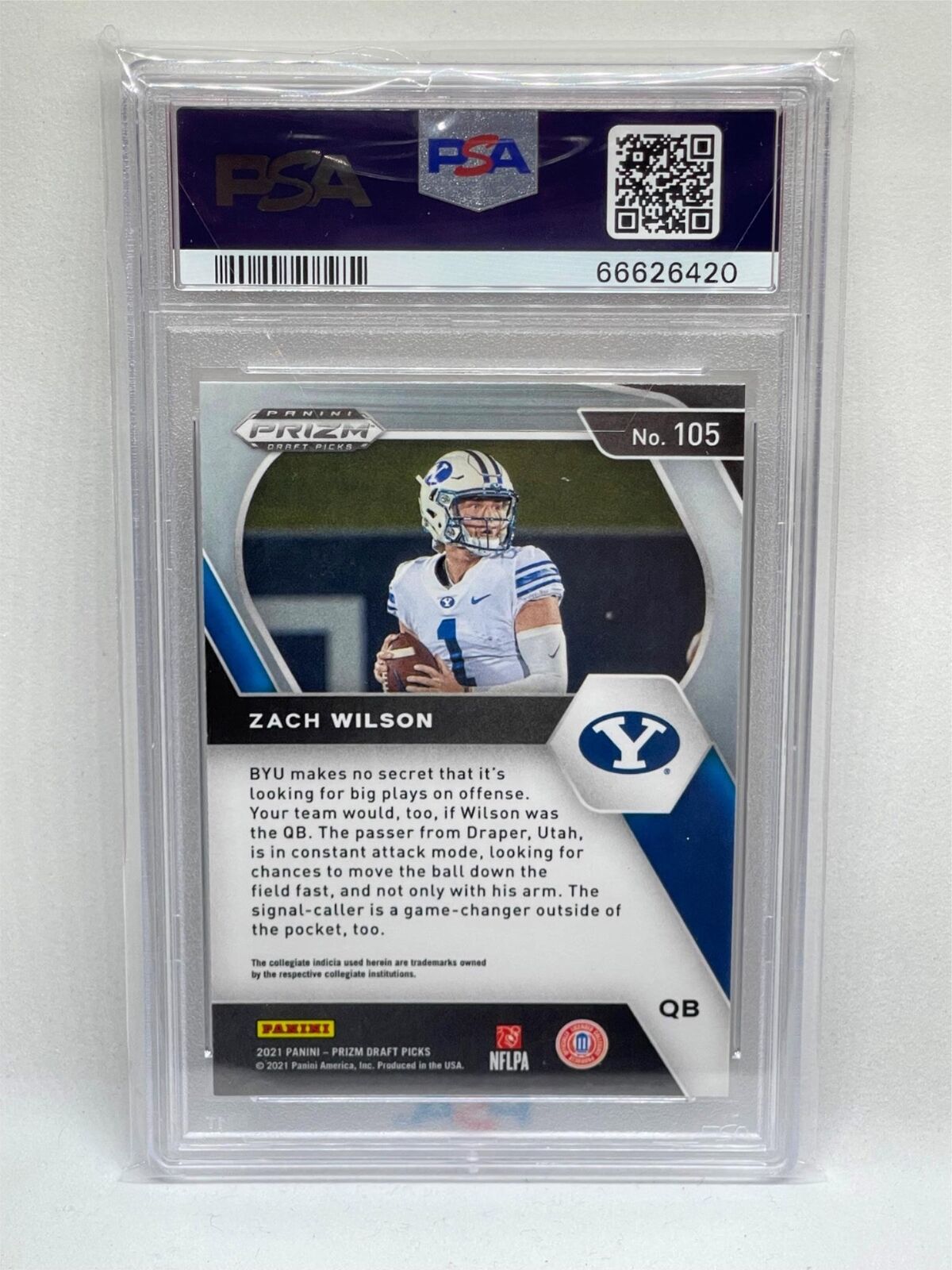 ZACH WILSON 2021 PANINI PRIZM DRAFT PICKS ROOKIE RC #105 PSA 10 GEM MINT