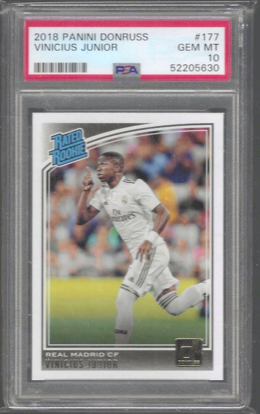 VINICIUS JUNIOR 2018-19 PANINI DONRUSS RATED ROOKIE RC PSA 10 GEM MINT