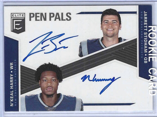 JARRETT STIDHAM N'KEAL HARRY 2019 PANINI DONRUSS ELITE BLUE DUAL AUTO RC #PPD-NE