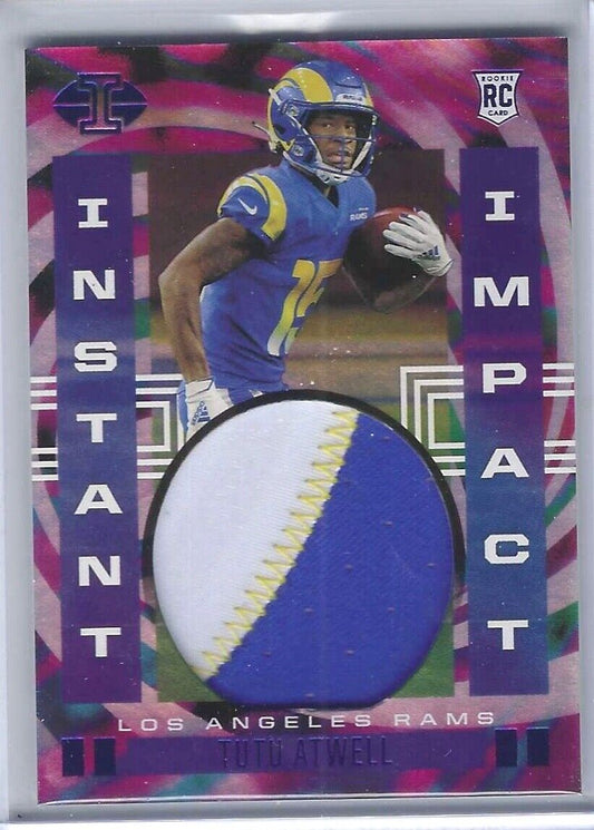 TUTU ATWELL 2021 PANINI ILLUSIONS BLUE INSTANT IMPACT JUMBO PATCH RC #D 71/75