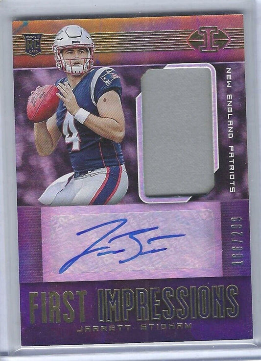 JARRETT STIDHAM 2019 PANINI ILLUSIONS ROOKIE PATCH AUTO RC #D 166/299