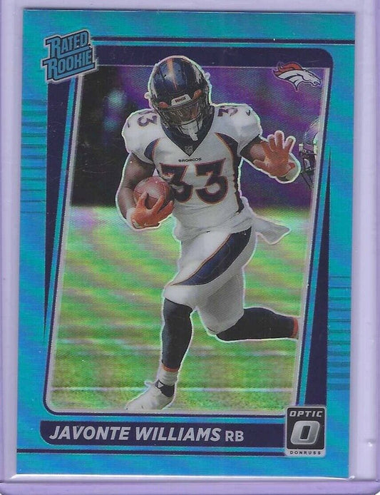JAVONTE WILLIAMS 2021 PANINI DONRUSS OPTIC LIGHT BLUE HOLO ROOKIE RC #D 007/299