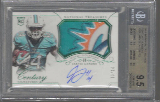 JARVIS LANDRY 2014 NATIONAL TREASURES PATCH AUTO RC /14 BGS 9.5 GEM 10 AU POP 3