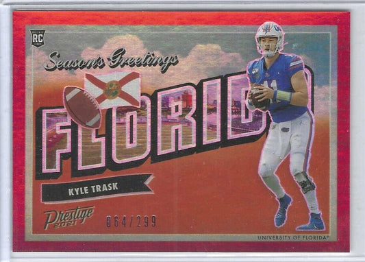 KYLE TRASK 2021 PANINI PRESTIGE RED FOIL SEASONS GREETINGS ROOKIE RC #D 064/299