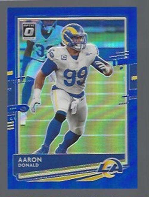 AARON DONALD 2020 PANINI DONRUSS OPTIC BLUE HOLO PRIZM #D 130/179