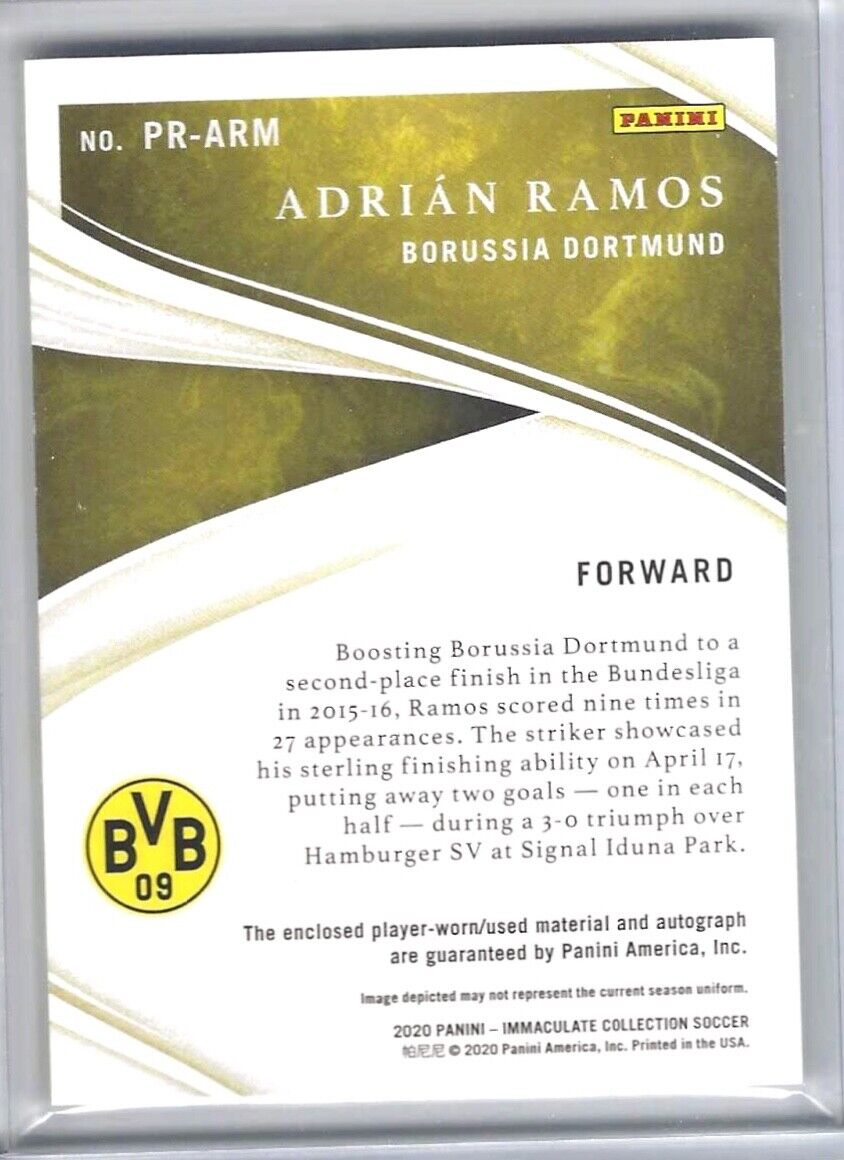 ADRIAN RAMOS 2019-20 PANINI IMMACULATE PREMIUM PATCH AUTO #D 71/75