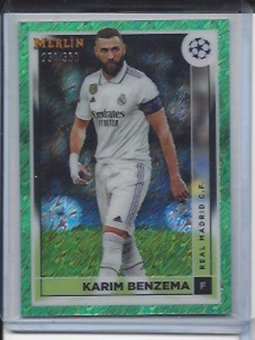 KARIM BENZEMA 2022-23 TOPPS MERLIN CHROME GREEN SHIMMER REFRACTOR #D 231/350