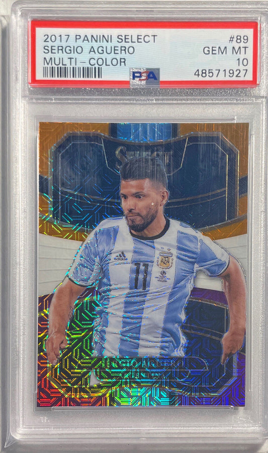 SERGIO AGUERO 2017 PANINI SELECT MULTI COLOR PRIZM #89 PSA 10 GEM MINT POP 3