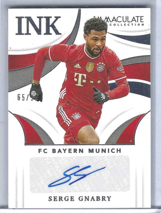 SERGE GNABRY 2020-21 PANINI IMMACULATE INK BAYERN MUNICH AUTO #D 65/99