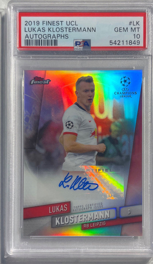 LUKAS KLOSTERMANN 2019 TOPPS FINEST UCL AUTO REFRACTOR #LK PSA 10 GEM MINT POP 7