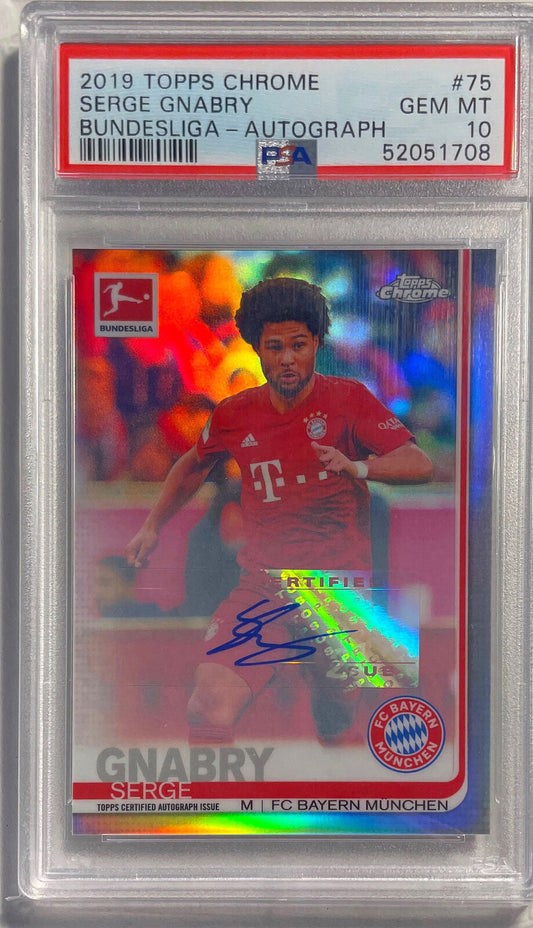 SERGE GNABRY 2019 TOPPS CHROME BUNDESLIGA REFRACTOR AUTO #75 PSA 10 GEM POP 6