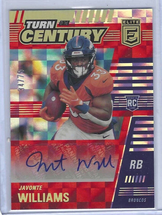 JAVONTE WILLIAMS 2021 PANINI CHRONICLES DONRUSS ELITE RED AUTO RC #D 34/75