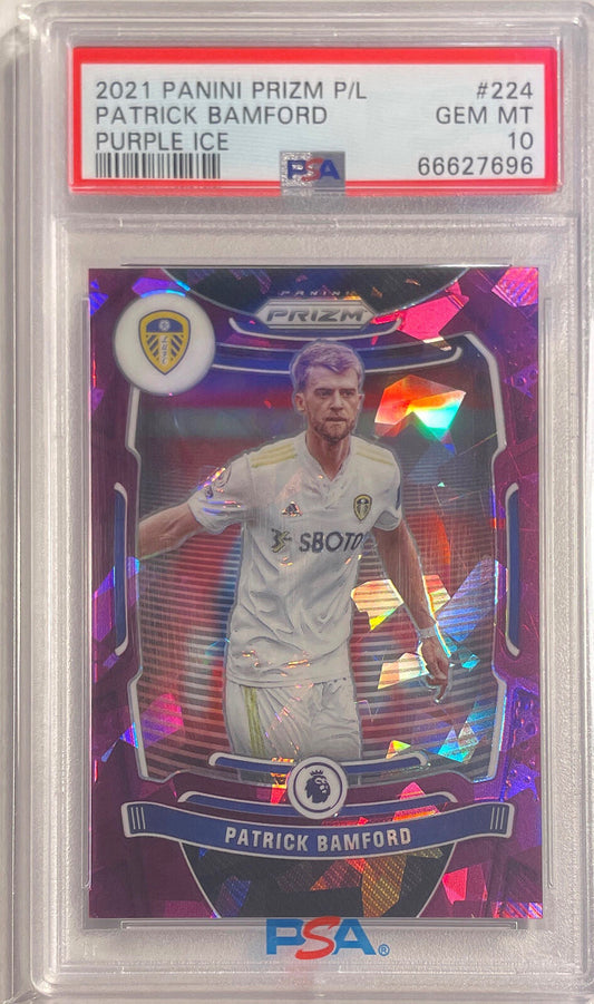 PATRICK BAMFORD 2021-22 PANINI PRIZM EPL PURPLE ICE /49 PSA 10 GEM MINT POP 1/1