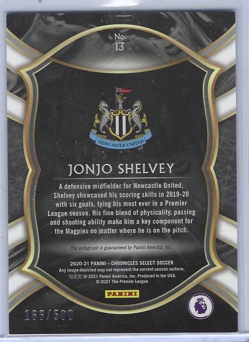 JONJO SHELVEY 2020-21 PANINI CHRONICLES SELECT EPL AUTO #D 166/500