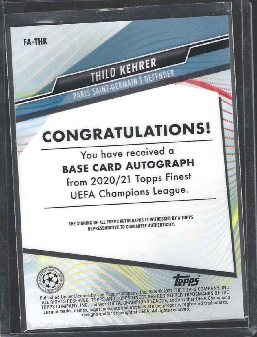THILO KEHRER 2020-21 TOPPS FINEST UCL SILVER REFRACTOR AUTO #FA-THK