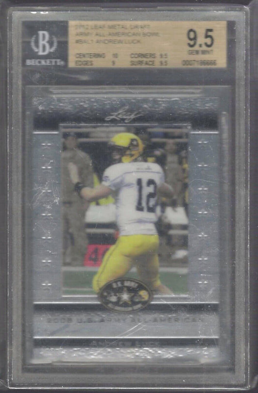 ANDREW LUCK 2012 LEAF METAL DRAFT ARMY BOWL RC BGS 9.5 GEM MINT POP 32