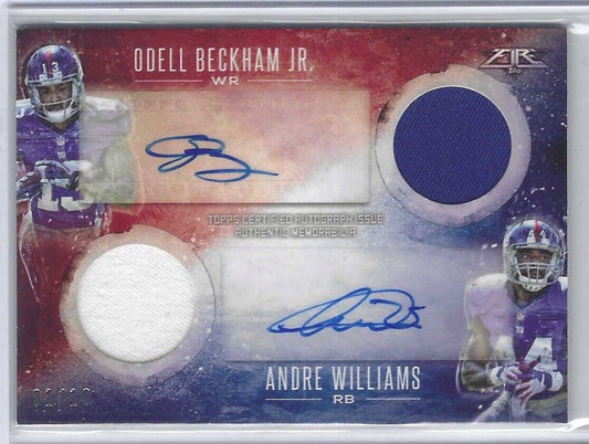 ODELL BECKHAM JR ANDRE WILLIAMS 2014 TOPPS FIRE DUAL JERSEY AUTO RC #D 1/10