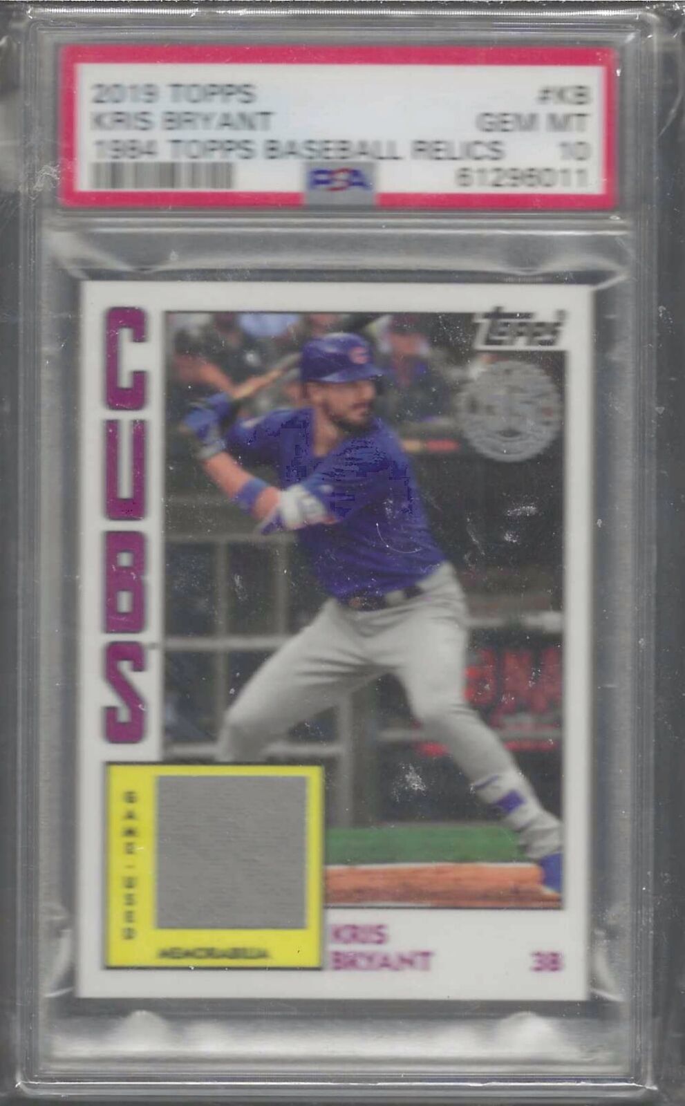 KRIS BRYANT 2019 TOPPS 1984 TOPPS BASEBALL JERSEY PSA 10 GEM MINT POP 3