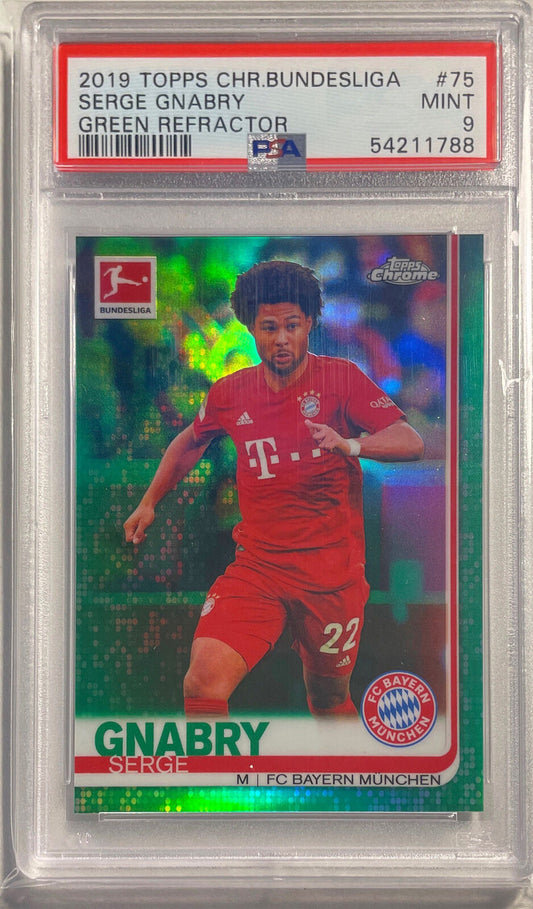 SERGE GNABRY 2019 TOPPS CHROME BUNDESLIGA GREEN REFRACTOR #D 41/99 PSA 9 POP 9