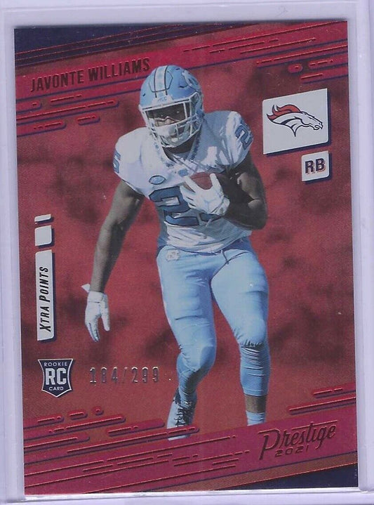 JAVONTE WILLIAMS 2021 PANINI PRESTIGE XTRA POINTS RED FOIL ROOKIE RC #D 184/299