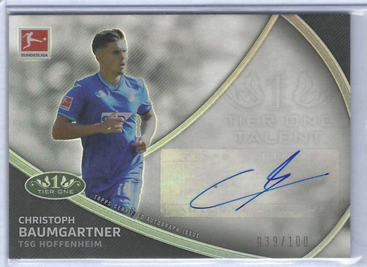 CHRISTOPH BAUMGARTNER 2020-21 TOPPS TIER ONE BUNDESLIGA TALENT AUTO #D 039/100