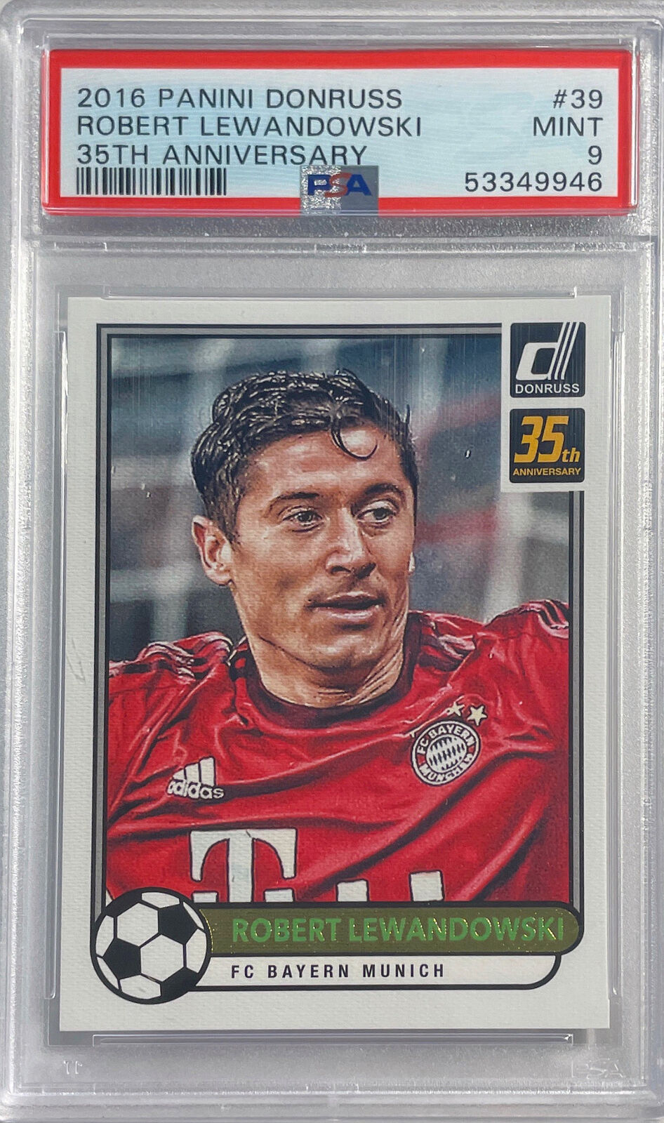 ROBERT LEWANDOWSKI 2016 PANINI DONRUSS 35TH ANNIVERSARY #39 PSA 9 MINT POP 1/1