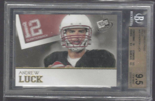 ANDREW LUCK 2012 PRESS PASS GOLD ROOKIE RC BGS 9.5 GEM MINT POP 13