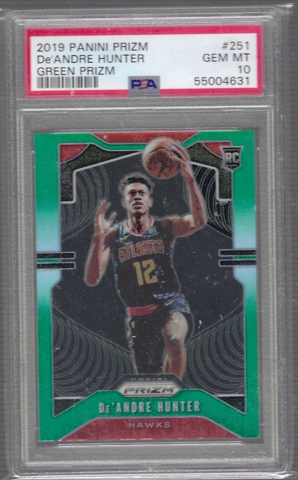 DE'ANDRE HUNTER 2019 PANINI PRIZM GREEN PRIZM RC PSA 10 GEM MINT