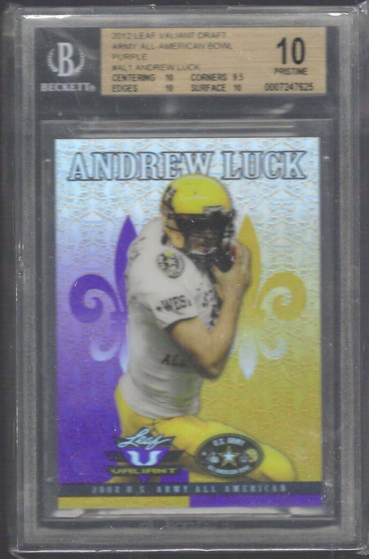 ANDREW LUCK 2012 LEAF VALIANT ARMY BOWL PURPLE ROOKIE RC /125 BGS 10 PRISTINE