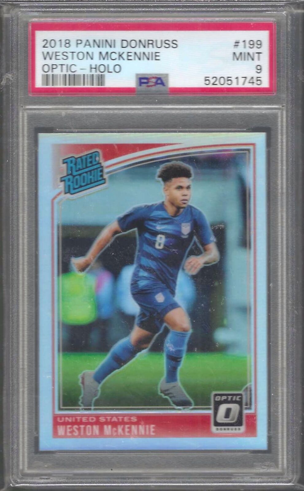 WESTON MCKENNIE 2018-19 PANINI DONRUSS OPTIC HOLO RATED ROOKIE RC PSA 9 MINT