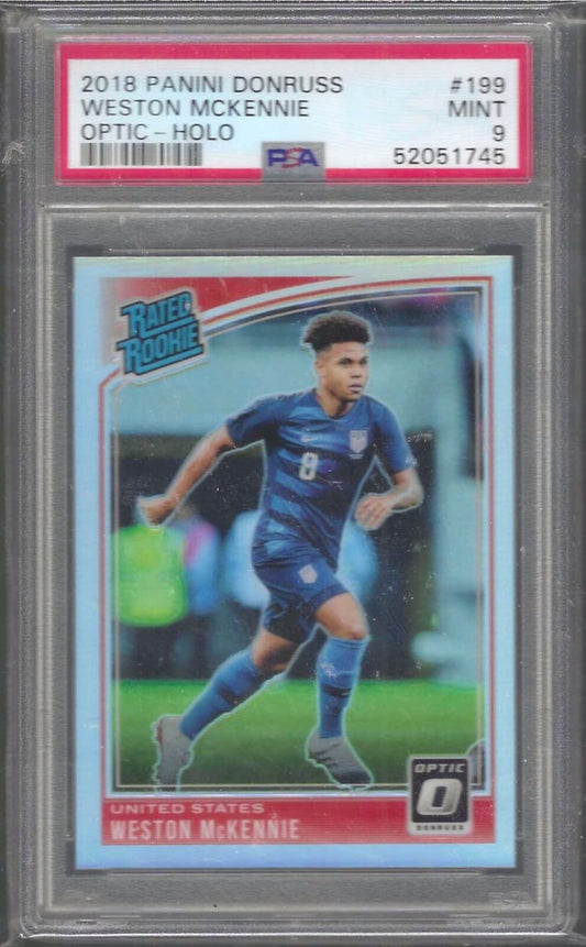 WESTON MCKENNIE 2018-19 PANINI DONRUSS OPTIC HOLO RATED ROOKIE RC PSA 9 MINT