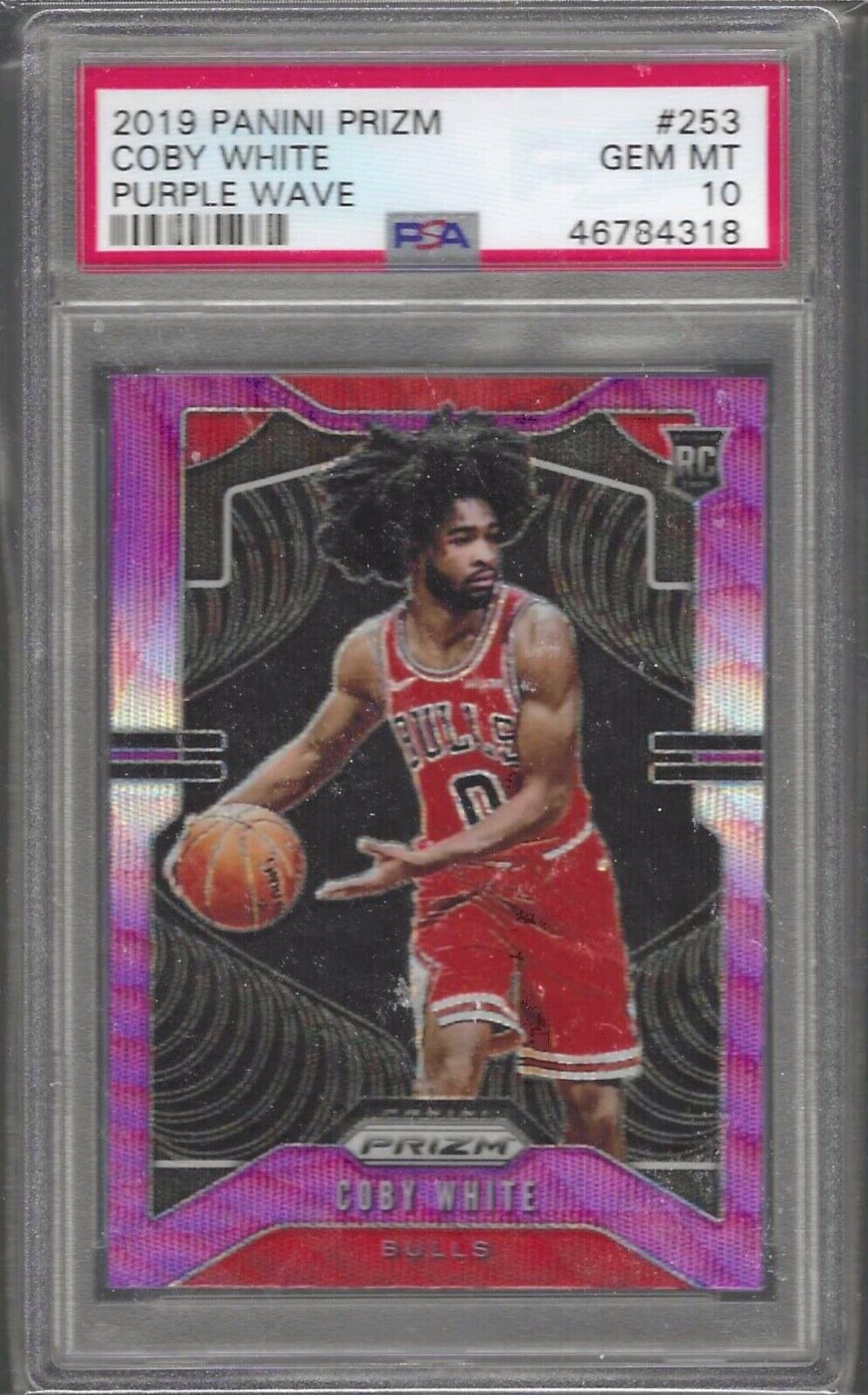 COBY WHITE 2019 PANINI PRIZM PURPLE WAVE PRIZM ROOKIE RC PSA 10 GEM MINT