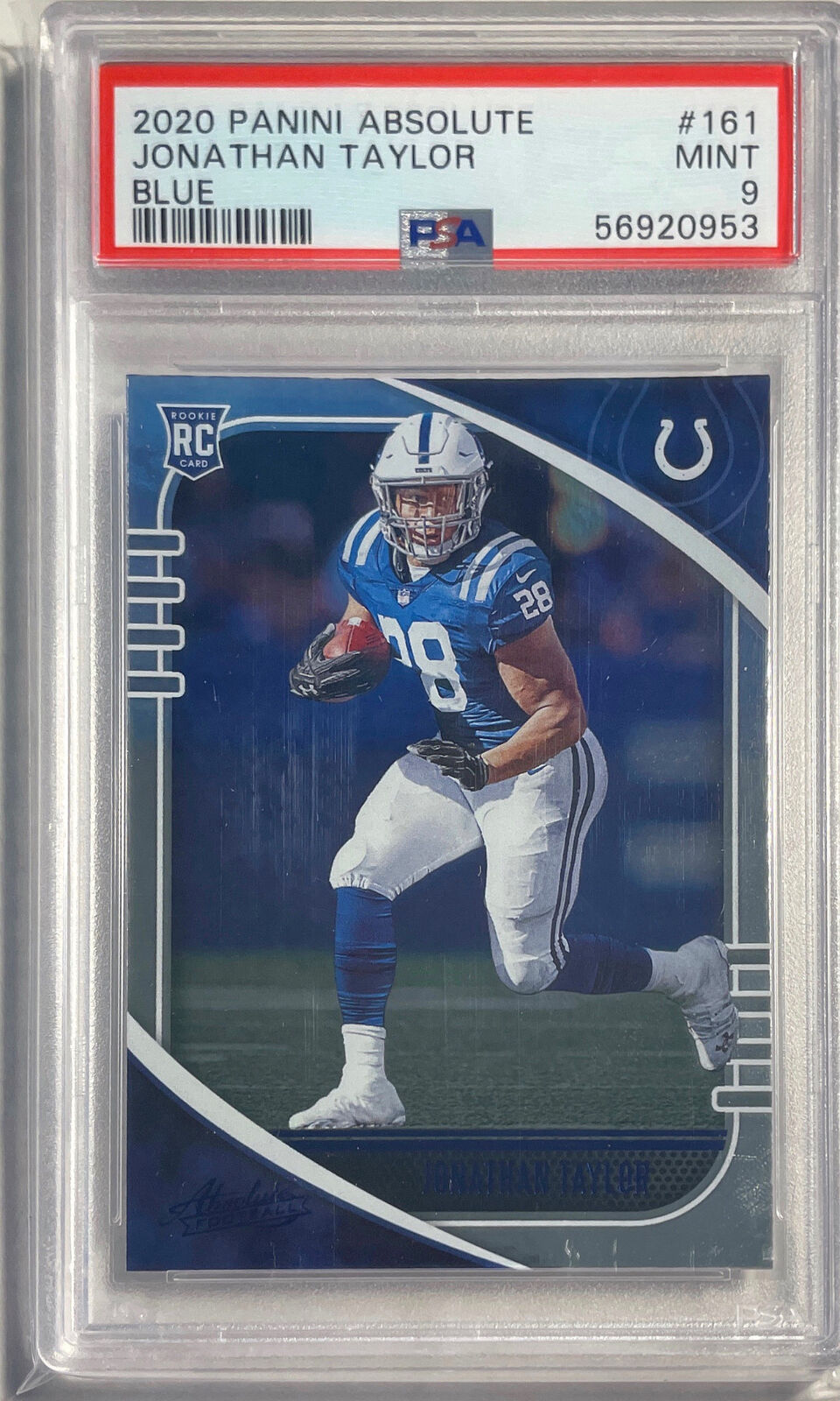 JONATHAN TAYLOR 2020 PANINI ABSOLUTE BLUE ROOKIE RC #161 PSA 9 MINT