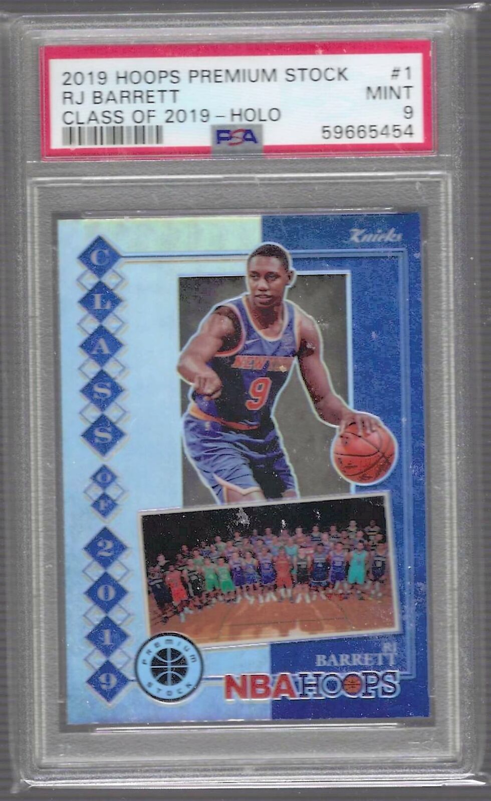 RJ BARRETT 2019 PANINI HOOPS PREMIUM STOCK CLASS OF 2019 HOLO RC PSA 9 MINT
