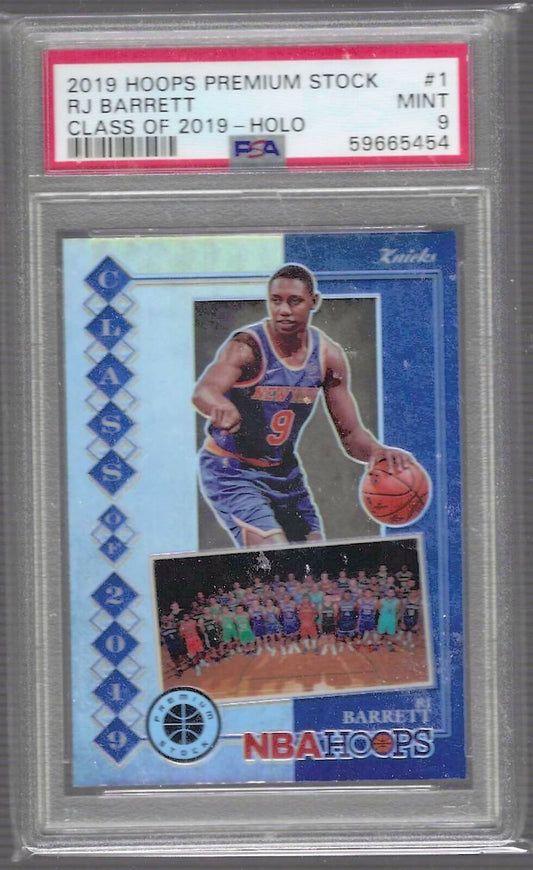 RJ BARRETT 2019 PANINI HOOPS PREMIUM STOCK CLASS OF 2019 HOLO RC PSA 9 MINT