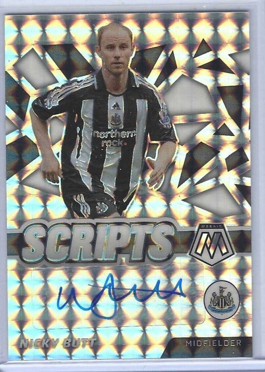 NICKY BUTT 2021-22 PANINI MOSAIC EPL SILVER MOSAIC SCRIPTS AUTO #SM-NBT