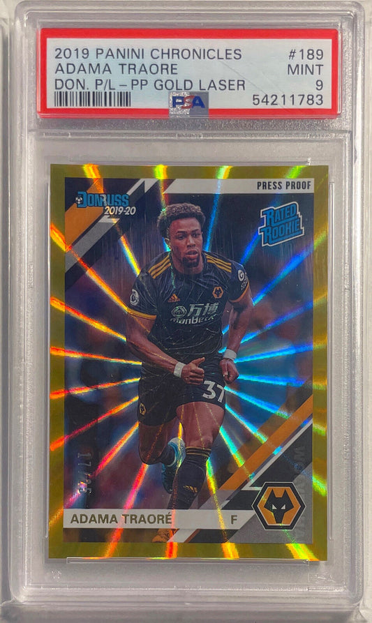 ADAMA TRAORE 2019 PANINI CHRONICLES GOLD LASER RC #D 17/25 PSA 9 MINT POP 4