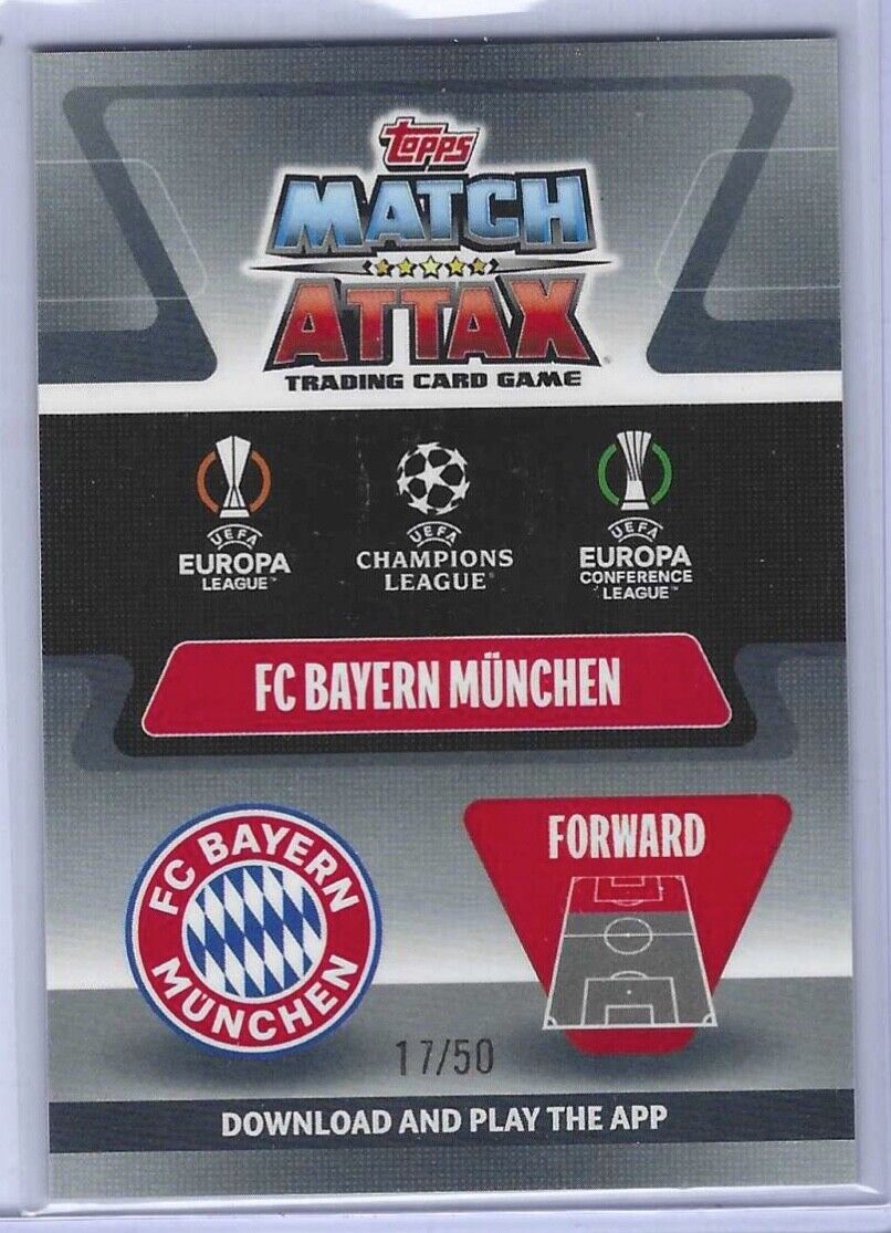 ROBERT LEWANDOWKSI 2019-20 TOPPS CHROME MATCH ATTAX GOLD REFRACTOR #D 17/50