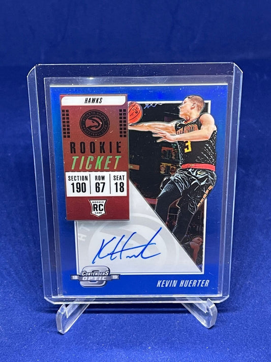 KEVIN HUERTER 2018-19 PANINI CONTENDERS OPTIC ROOKIE TICKET BLUE PRIZM AUTO #117