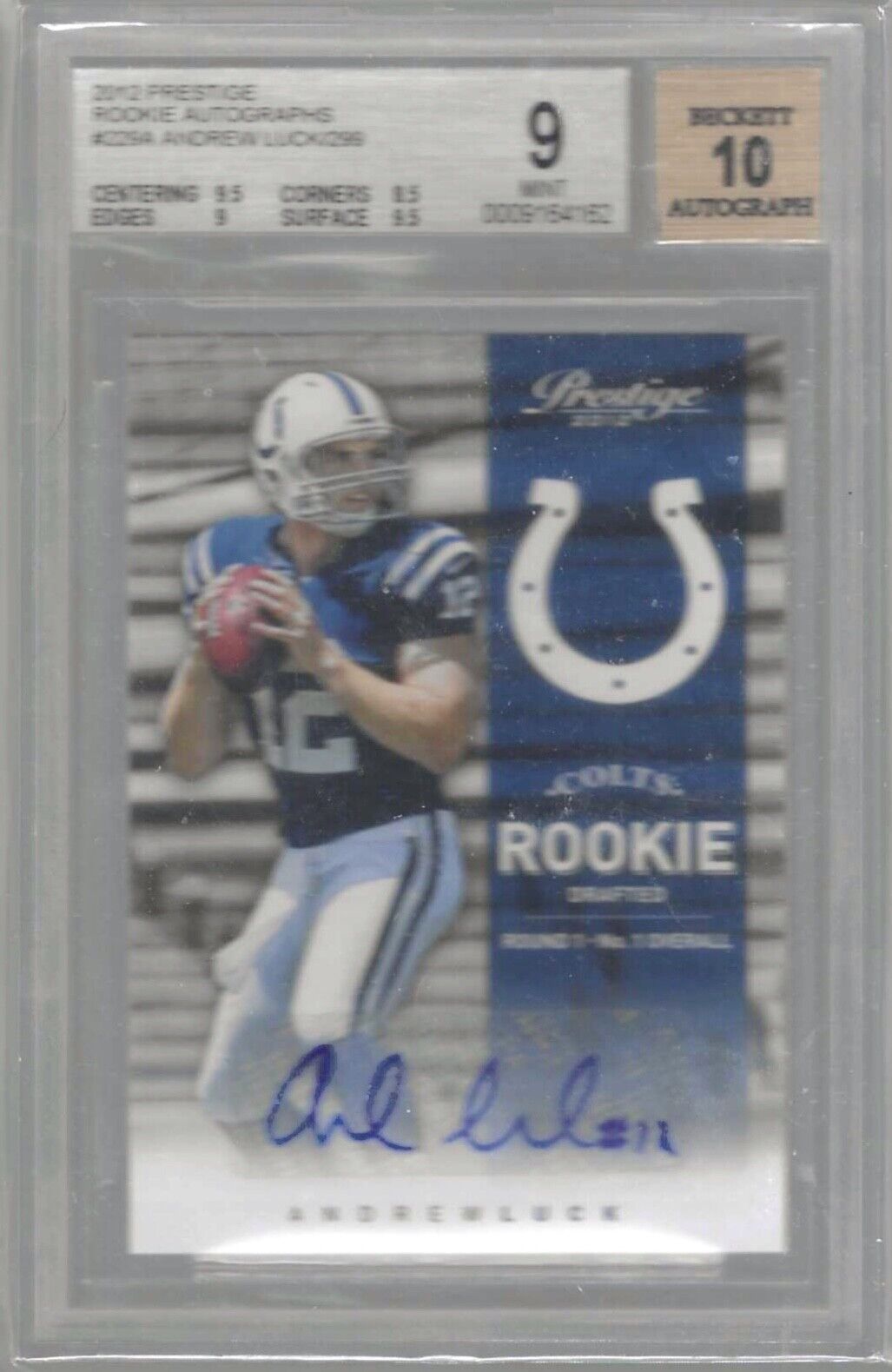 ANDREW LUCK 2012 PANINI PRESTIGE ROOKIE AUTO RC /299 BGS 9 MINT AU 10 POP 31