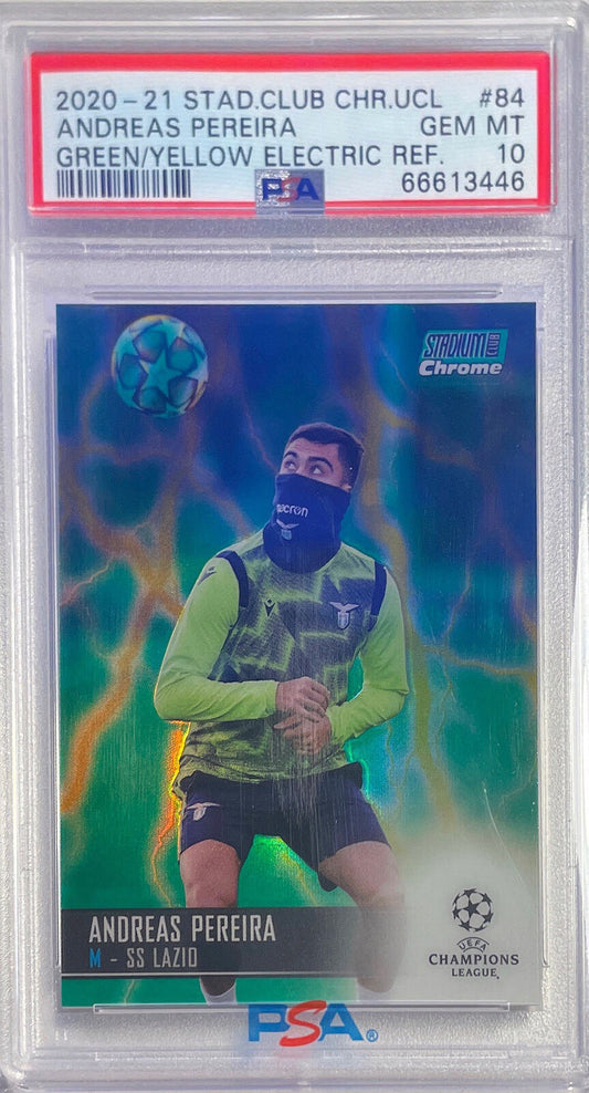 ANDREAS PEREIRA 2020 STADIUM CLUB CHROME GREEN YLLW REFRACTOR /75 PSA 10 POP 1/1