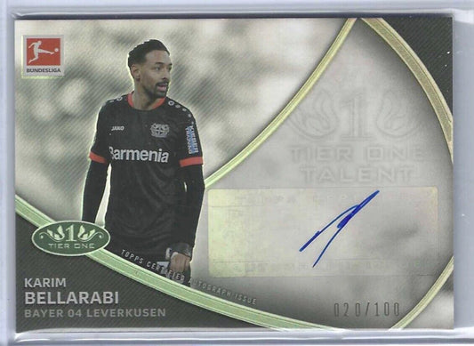 KARIM BELLARABI 2020-21 TOPPS TIER ONE BUNDESLIGA TALENT AUTO #D 020/100